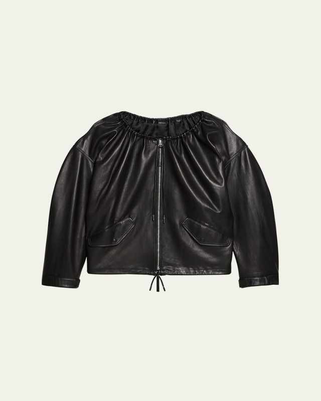 Ruched Leather Jacket